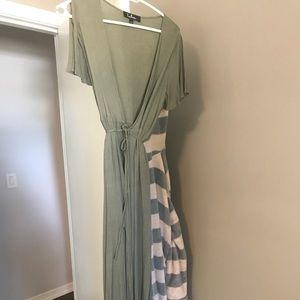 Lulus floor length maxi wrap dress.